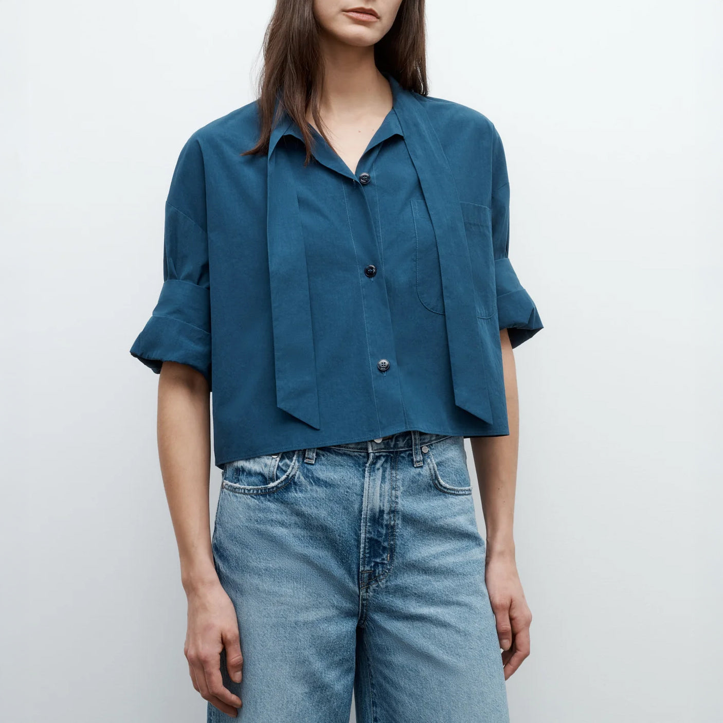 Next Ex Tie Blouse in Blue Wing Teal
