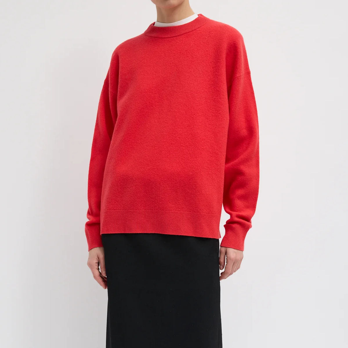 Boiled Wool Pullover in Red