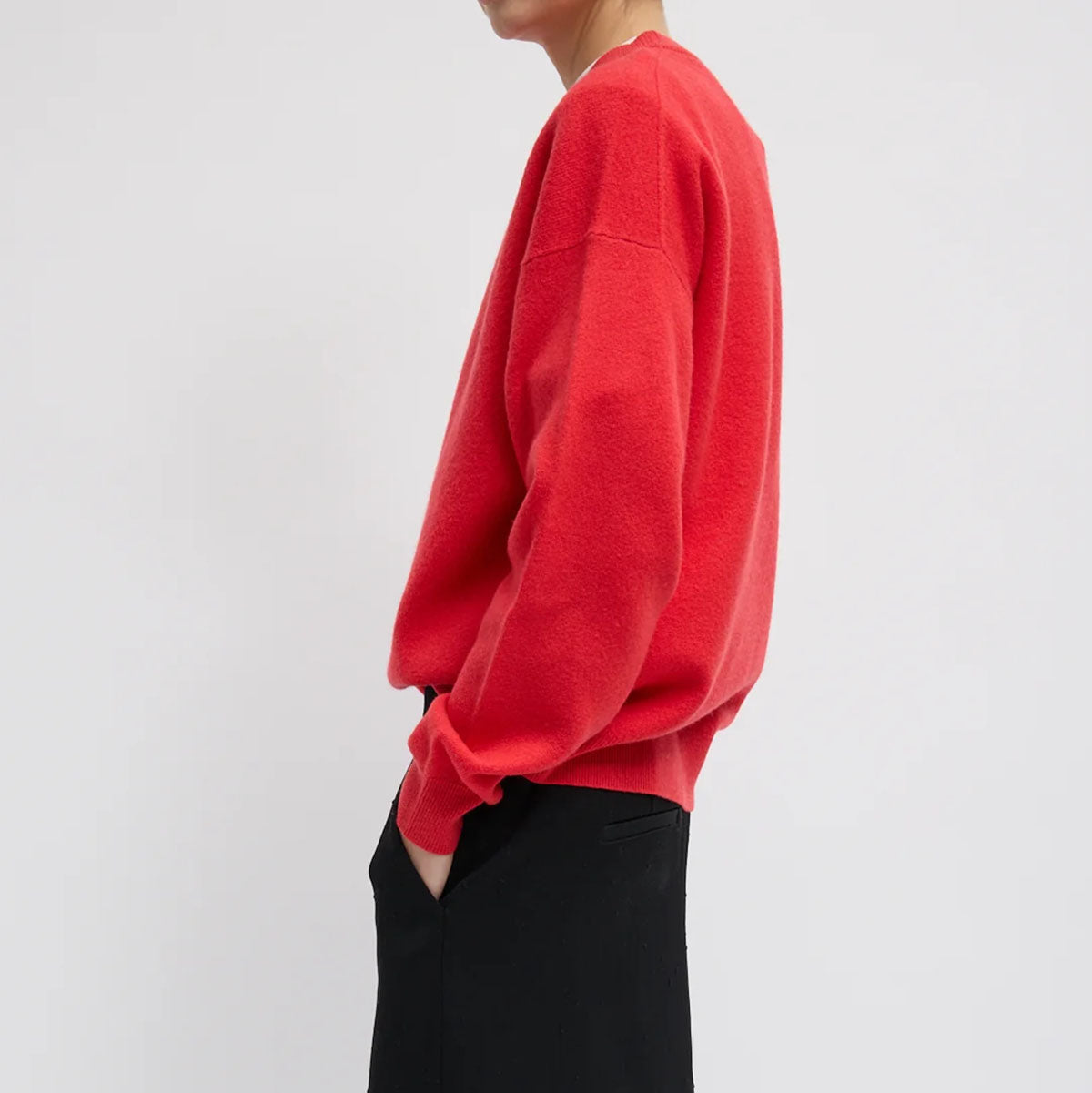 Boiled Wool Pullover in Red