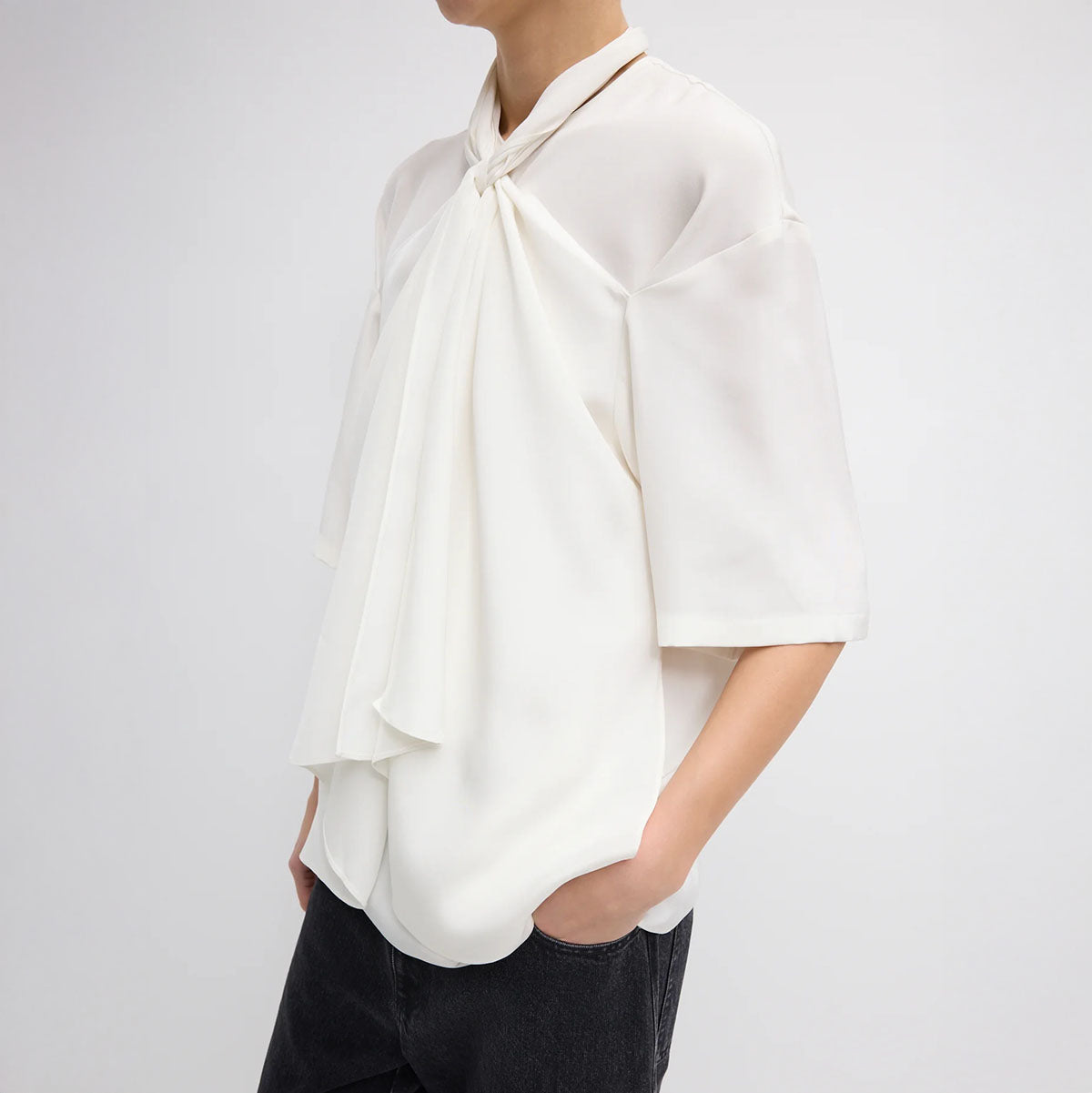 Tie Front Top in Ivory