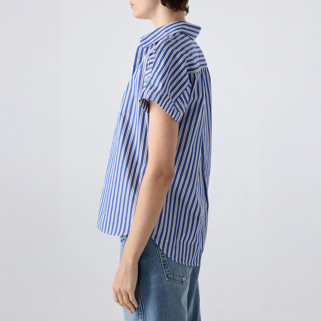 Gael Button Up in Sapphire & White
