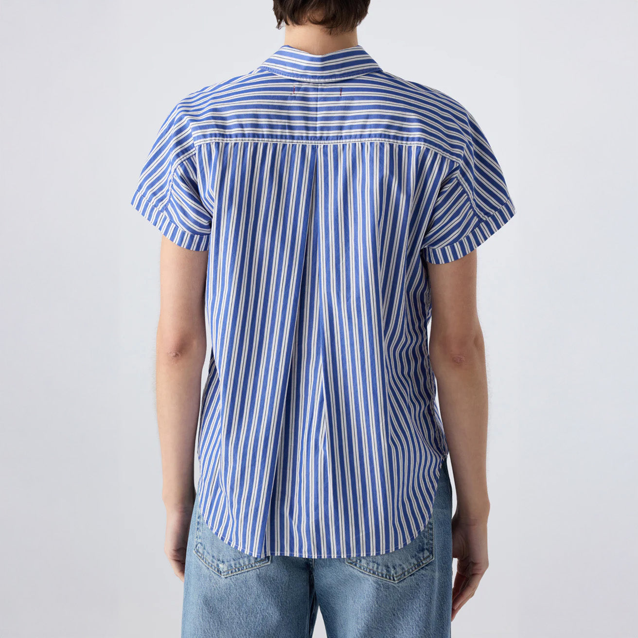 Gael Button Up in Sapphire & White