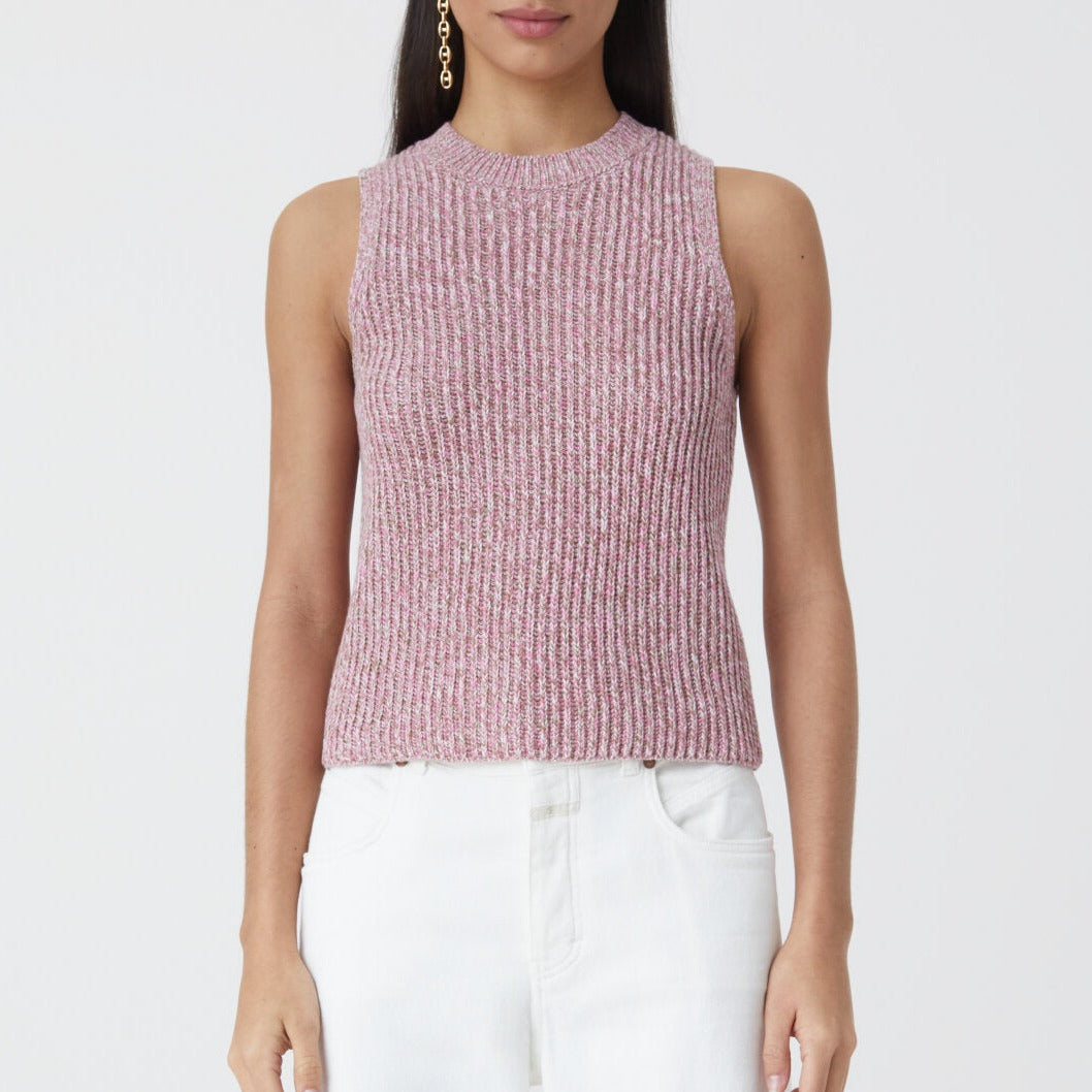 Sleeveless Knit Sweater in Pink Lilly
