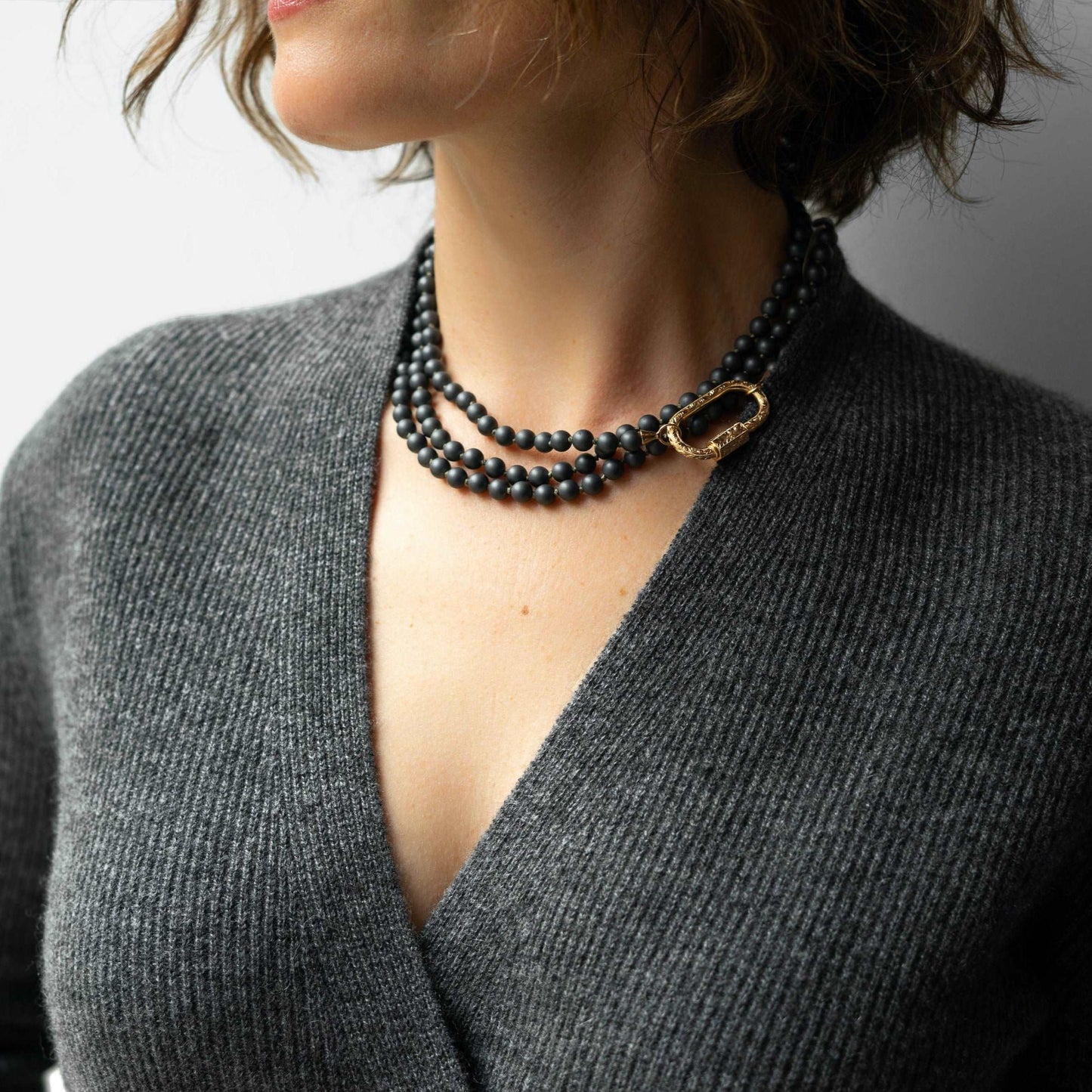 Buffed Hematite Strand