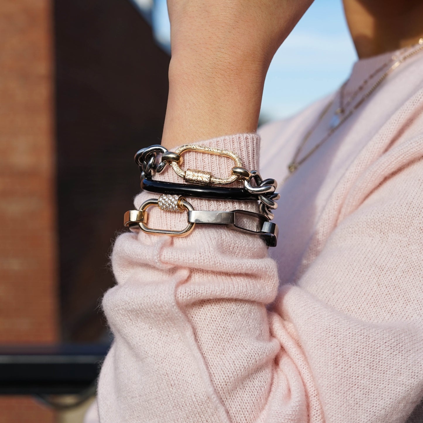 Mega Curb Chain in Silver & Gold