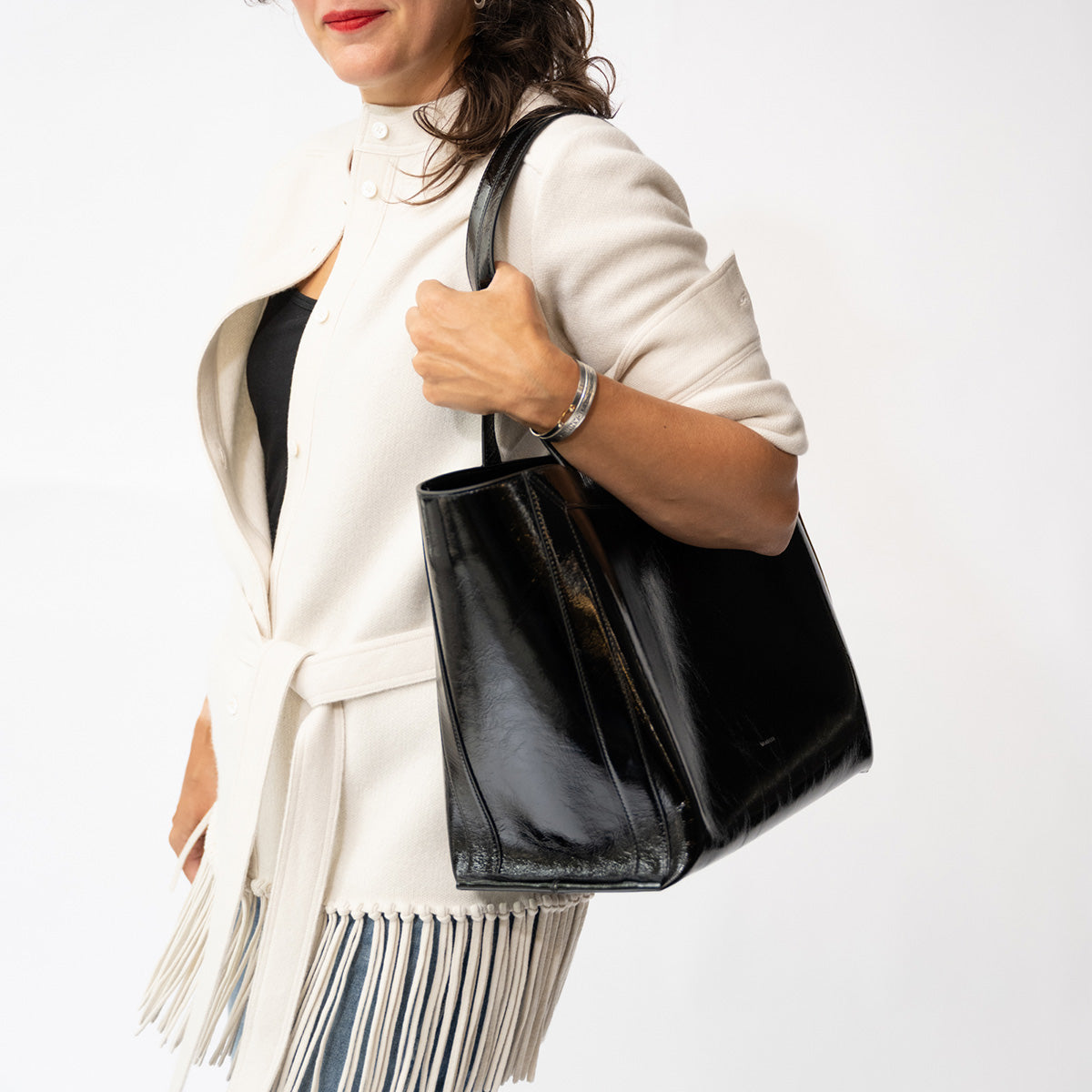 Ida Medium Tote in Black Glaze