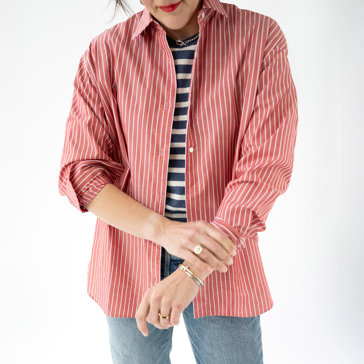 Yorke Shirt in Red and White Stripe