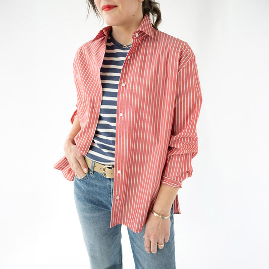 Yorke Shirt in Red and White Stripe