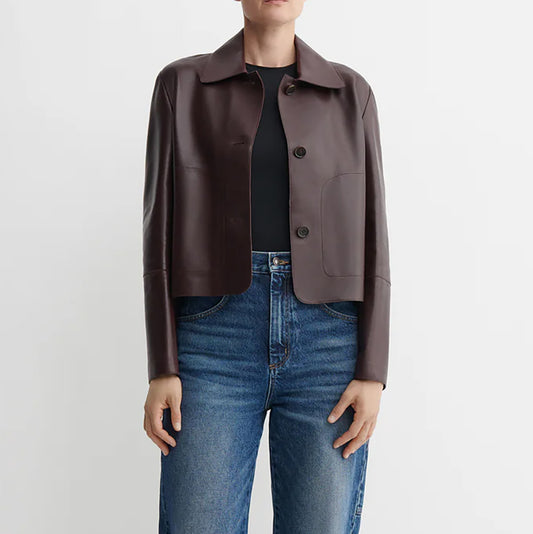 Emy Leather Shacket in Shiraz