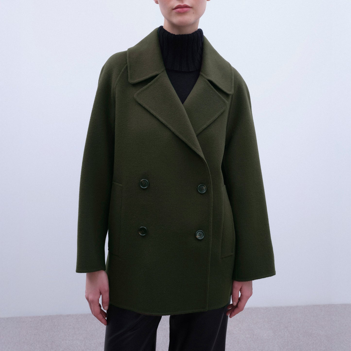 Kaila Double Breasted Wool Jacket in Dark Green