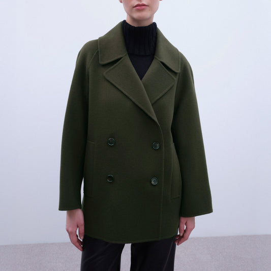 Kaila Double Breasted Wool Jacket in Dark Green