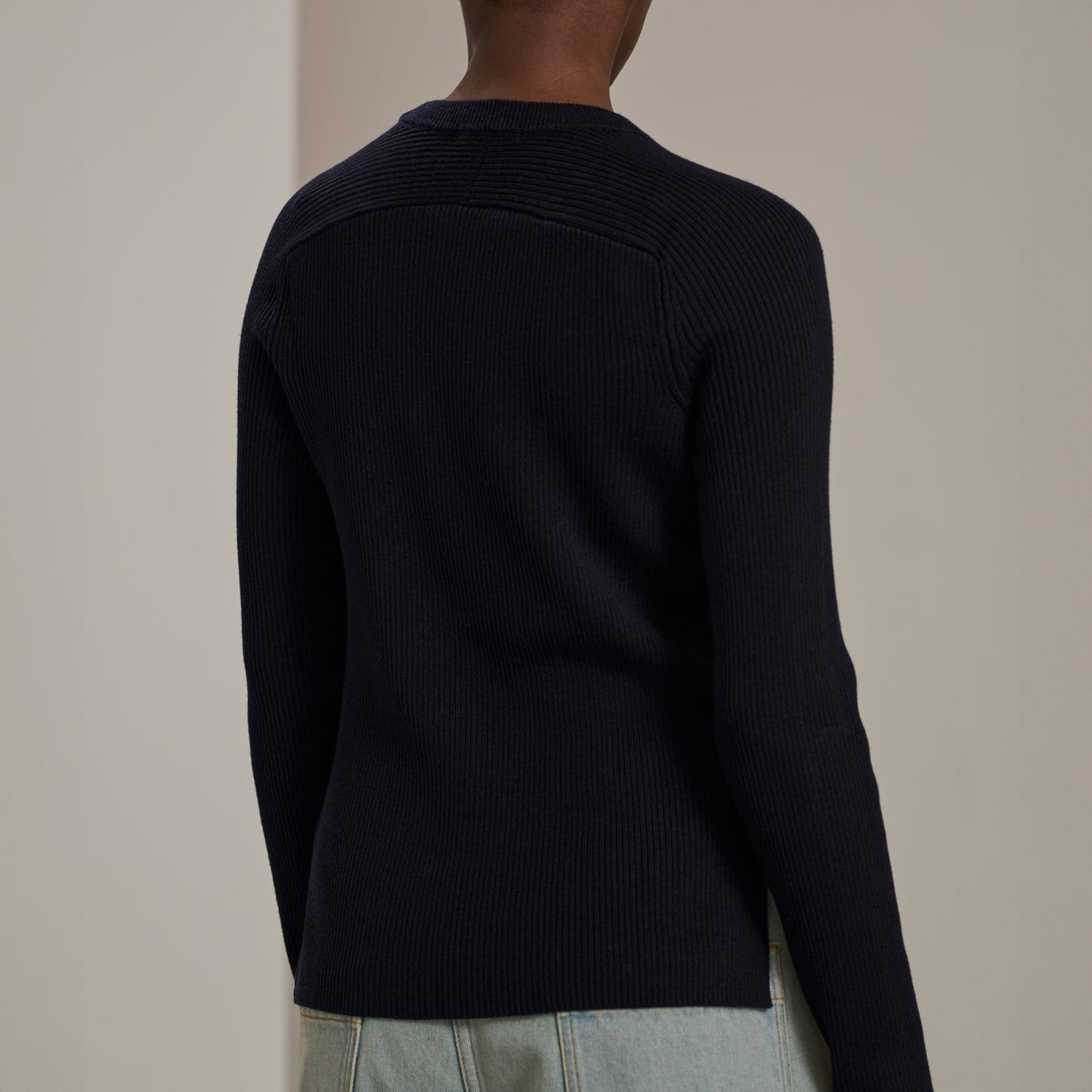 Verona Ribbed Pullover in Navy