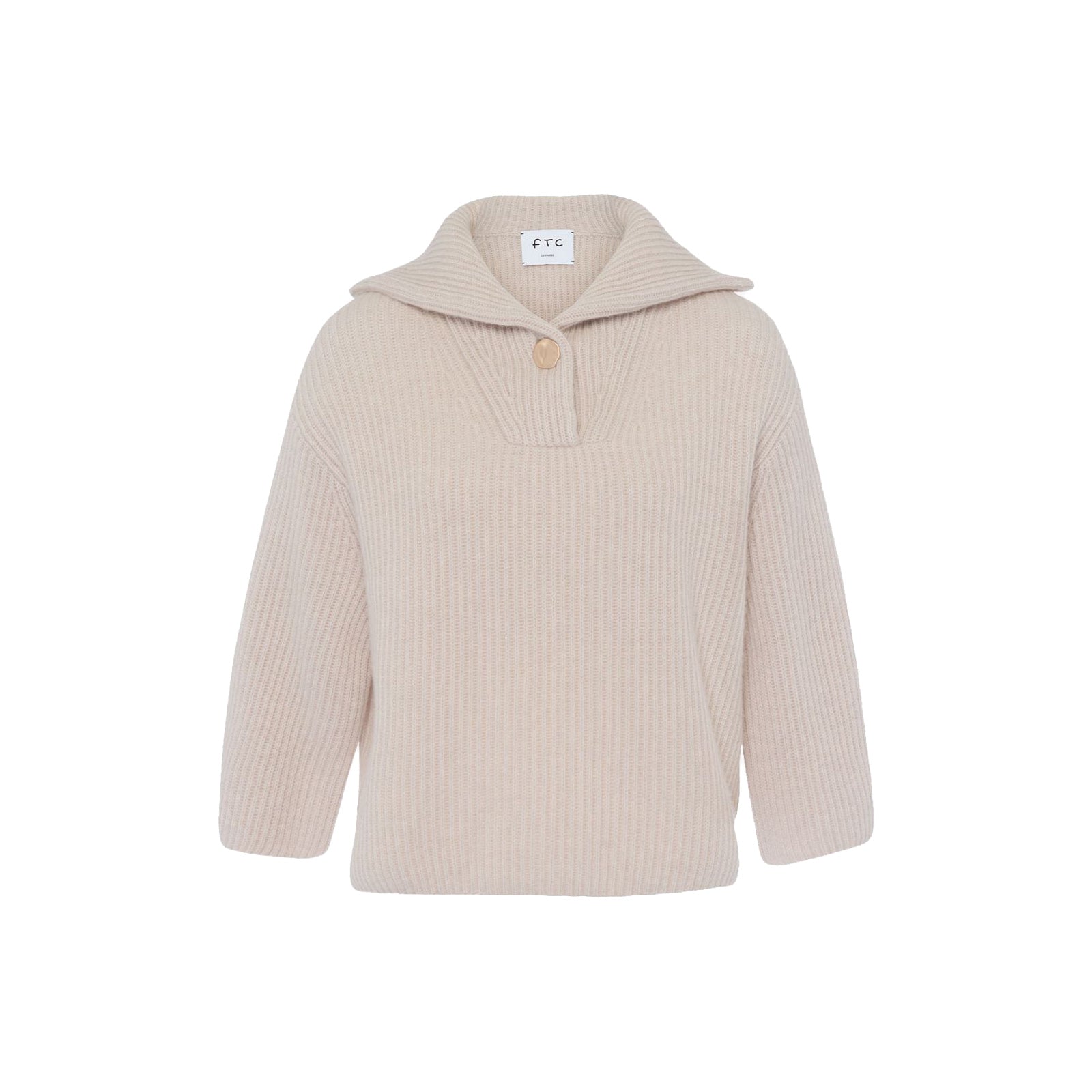 Ribbed Collared Pullover in Seed