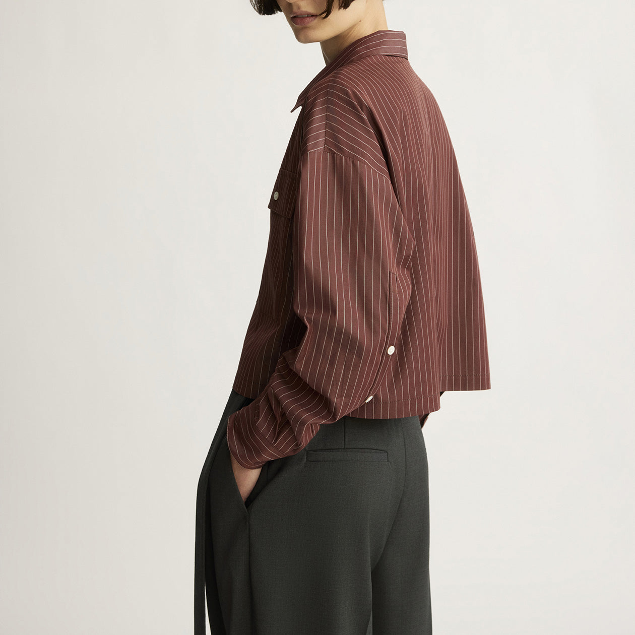 Hester Blouse in Oxblood Stripe