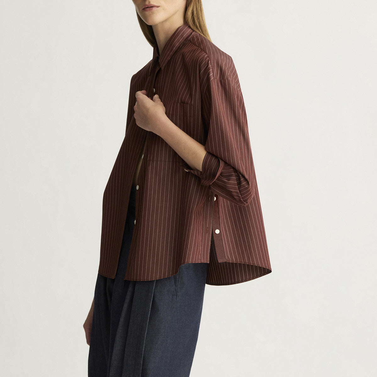 Watts Blouse in Oxblood Stripe