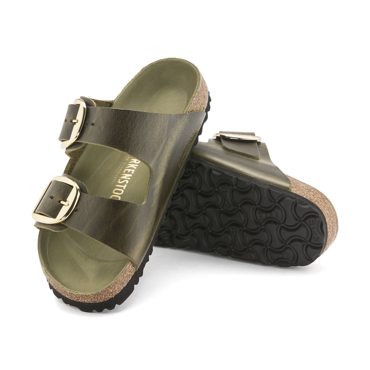 Arizona Big Buckle in Olive Green Oiled Leather