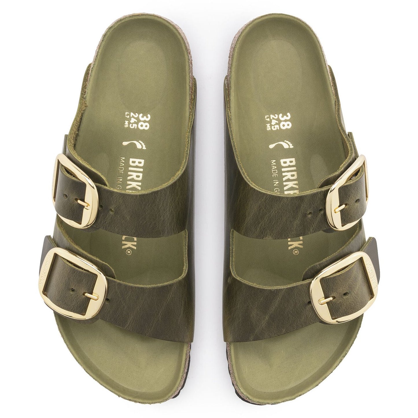 Arizona Big Buckle in Olive Green Oiled Leather