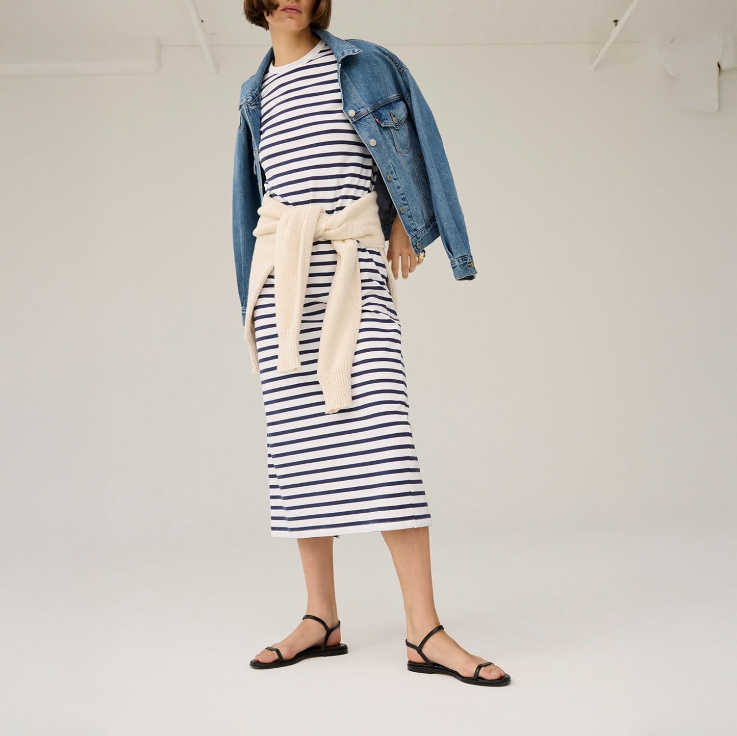 Perfect Tee Dress in Navy Stripe