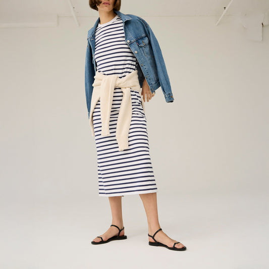 Perfect Tee Dress in Navy Stripe