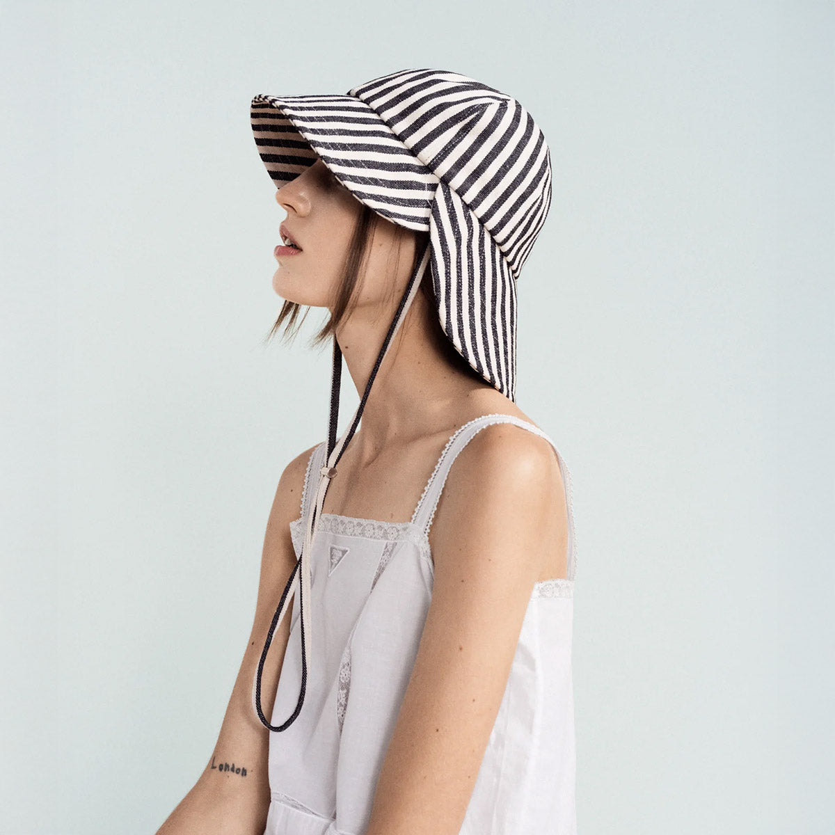 Tulip Bucket Hat in Black Stripe