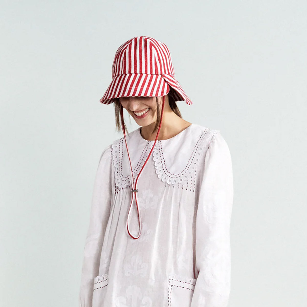 Tulip Bucket Hat in Red Stripe