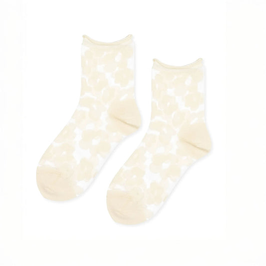 Pop Sheer Short Crew Sock in Snow