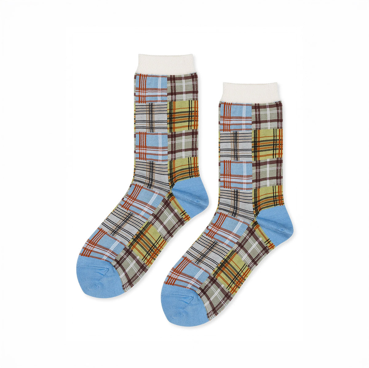 Madras Crew Sock in Periwinkle