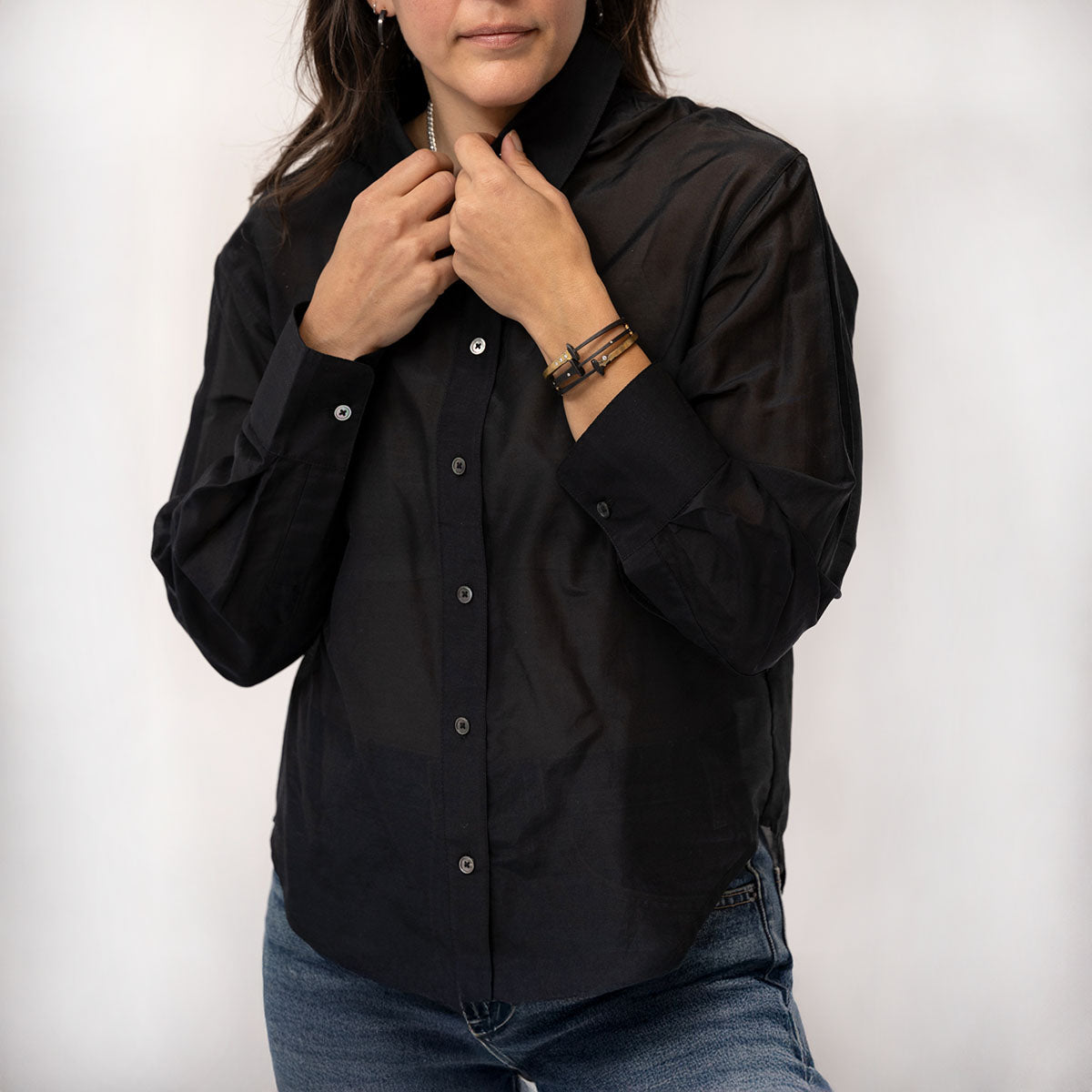 Sheer Silk Shirt in Black