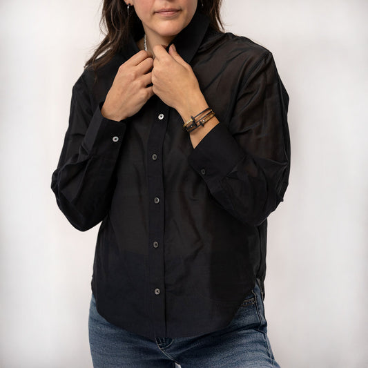 Sheer Silk Shirt in Black