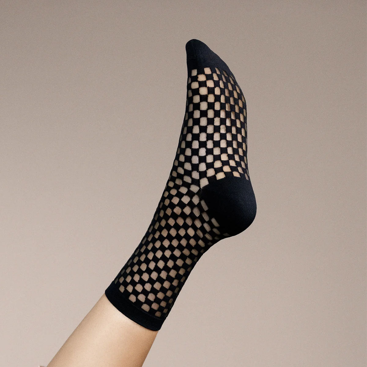 Anise Sheer Crew Sock in Black