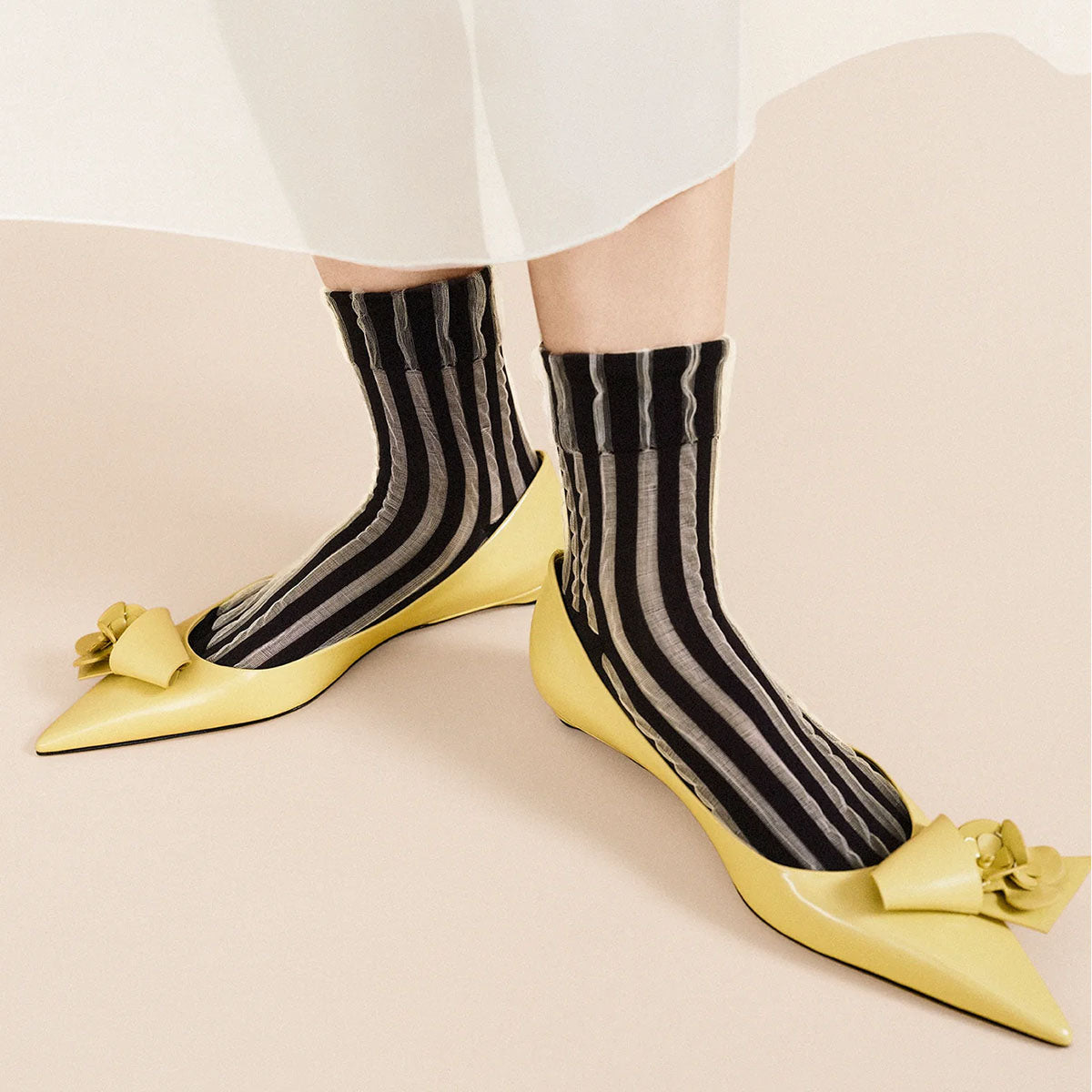 Mykonos Sheer Crew Sock in Black