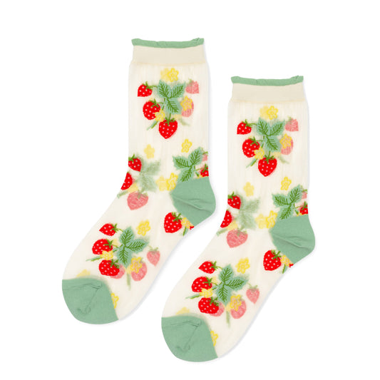 Wild Strawberry Sheer Crew Socks