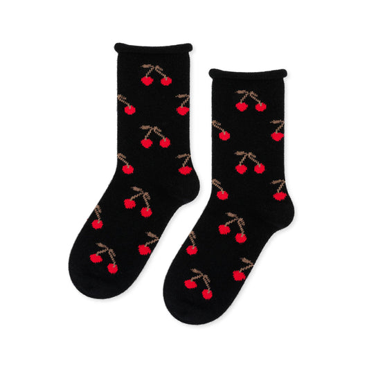 Cherry Bomb Cashmere Sock in Black