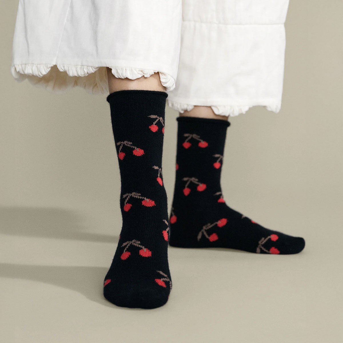 Cherry Bomb Cashmere Sock in Black