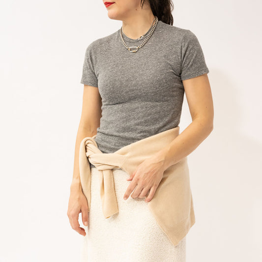Lana Crewneck Tee in Heather Grey