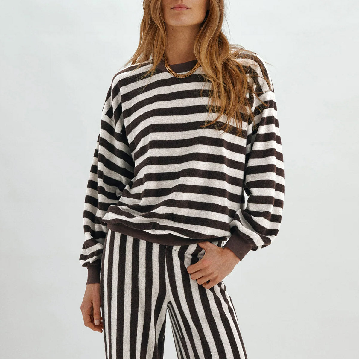 Sifnos Sweatshirt in Truffle Stripe