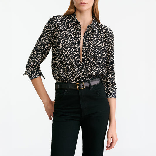 Gaia Slim Shirt in Black Cheetah