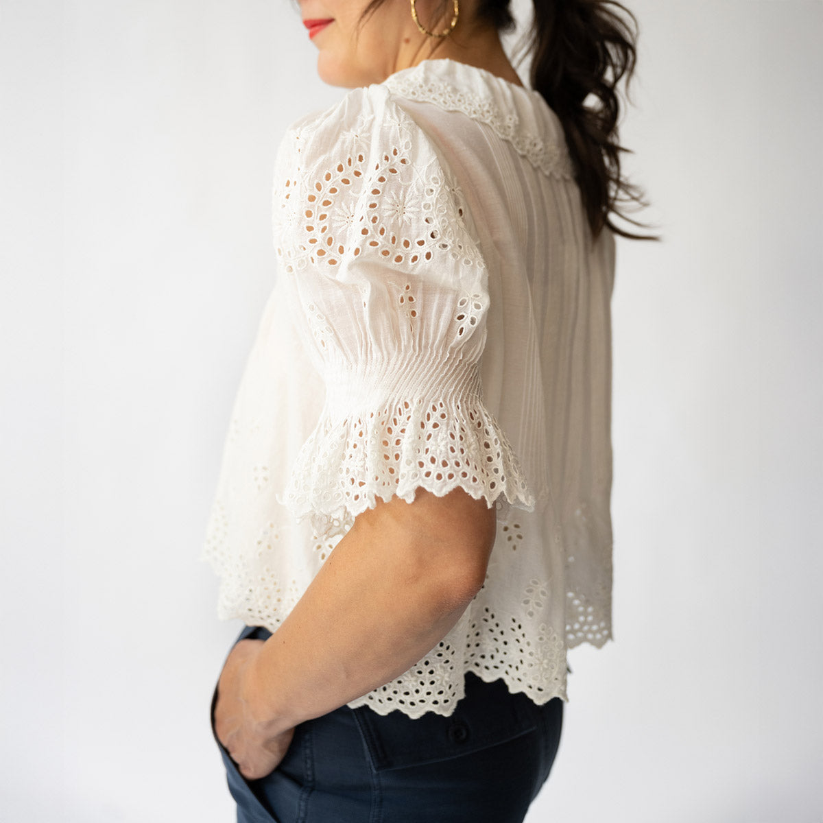 Henri Top in Salt Eyelet