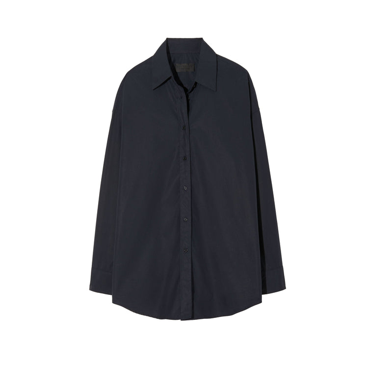 Mael Oversized Button Up Shirt in Dark Navy