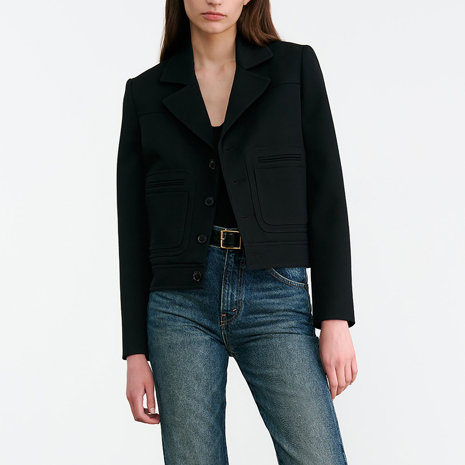 Georgy Cropped Jacket in Black