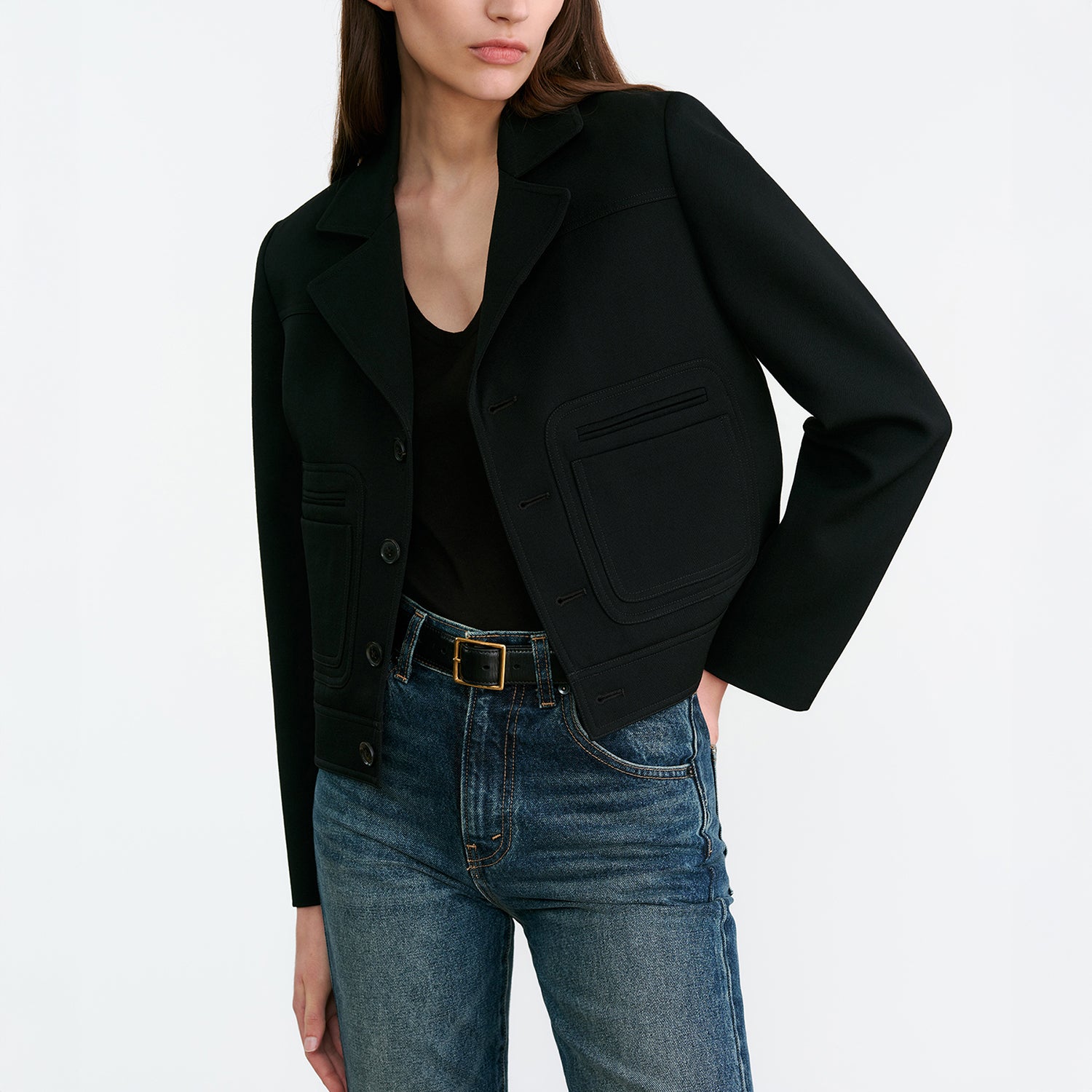Georgy Cropped Jacket in Black