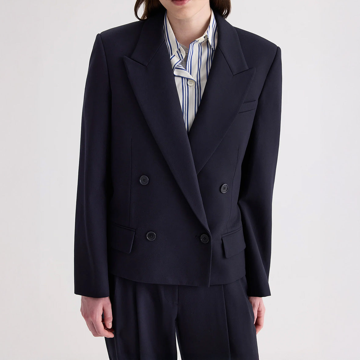 Cropped Harper Blazer in Midnight