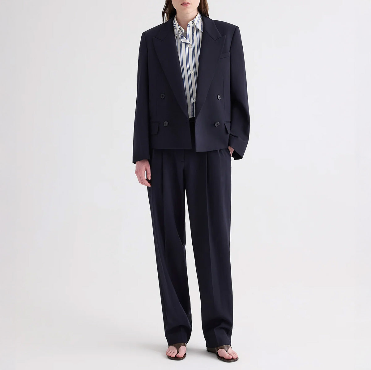 Cropped Harper Blazer in Midnight