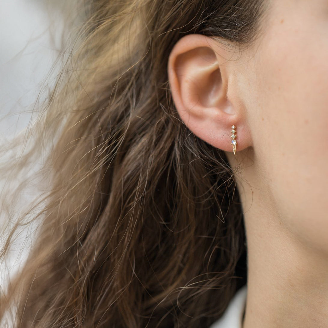 Moonstone & Diamond Stud Earrings