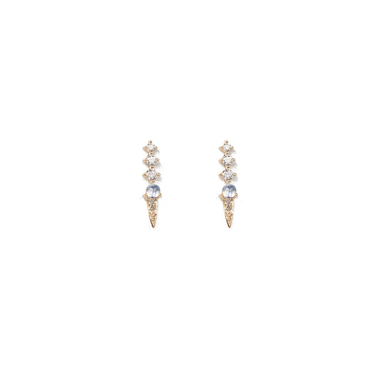 Moonstone & Diamond Stud Earrings