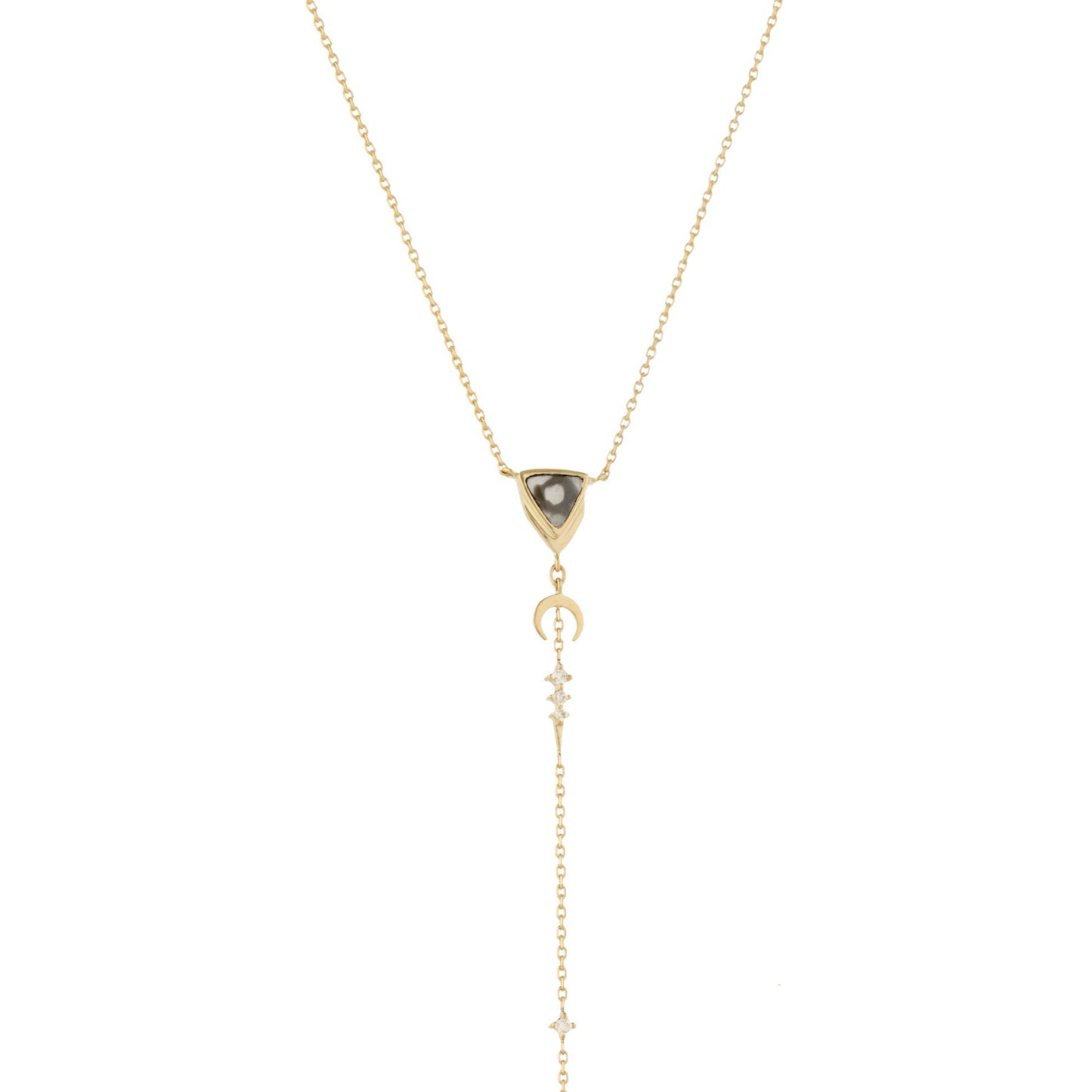 Moonstone & Diamond Lariat Necklace