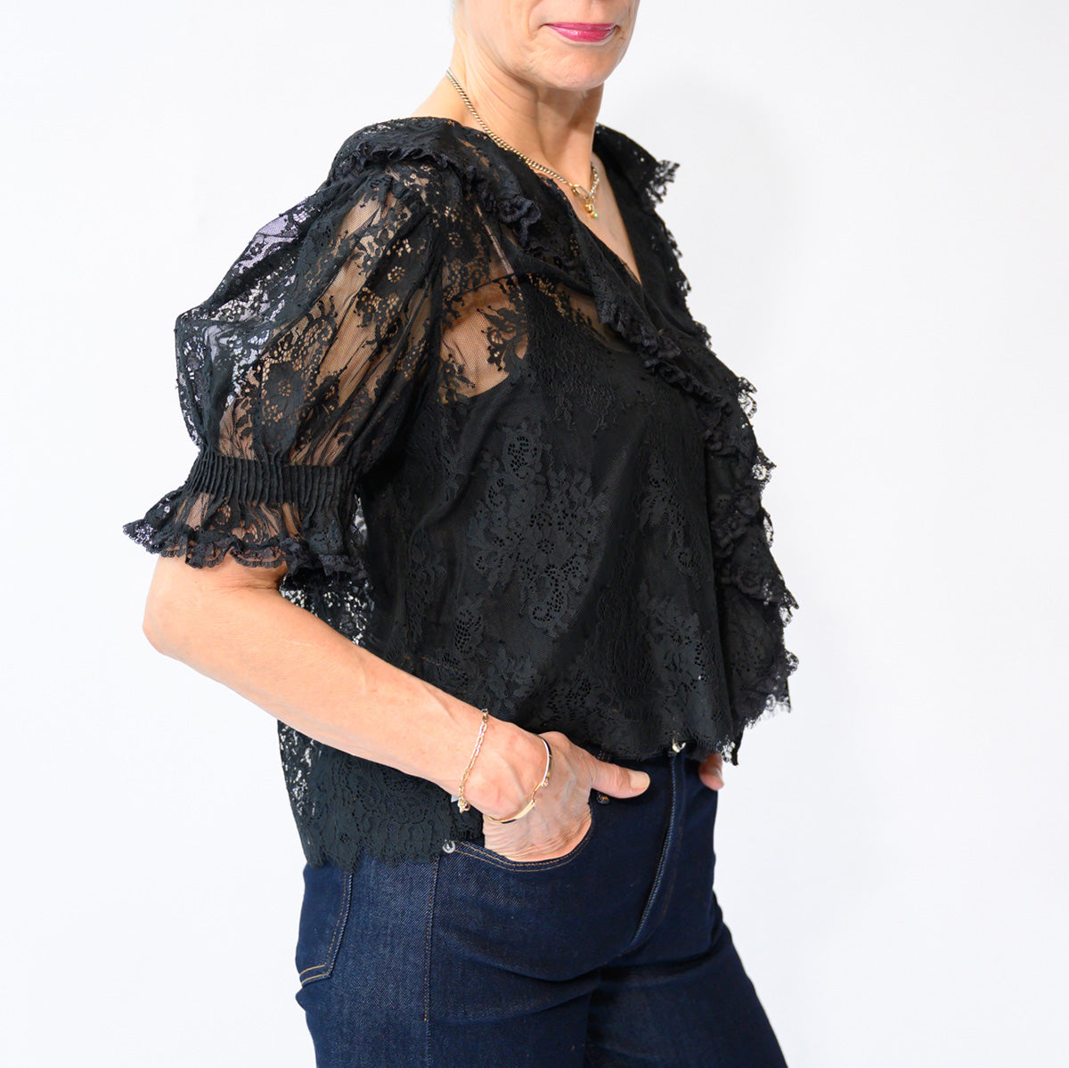 Henri Lace Top in Black