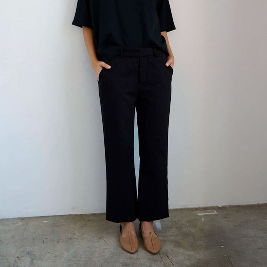 Waist Tape Trouser in Black