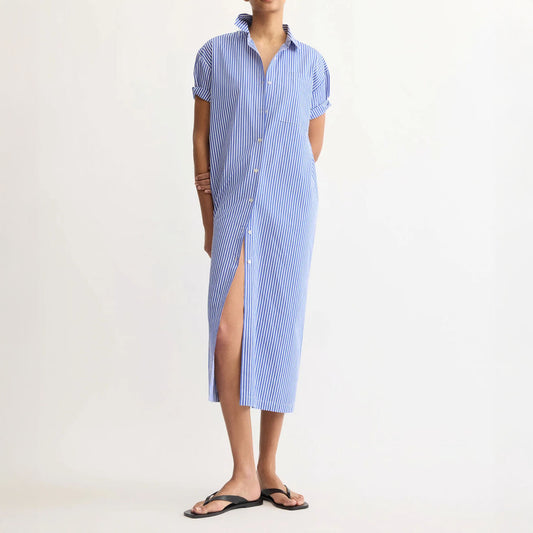 Emerson Poplin Dress in Blue Stripe