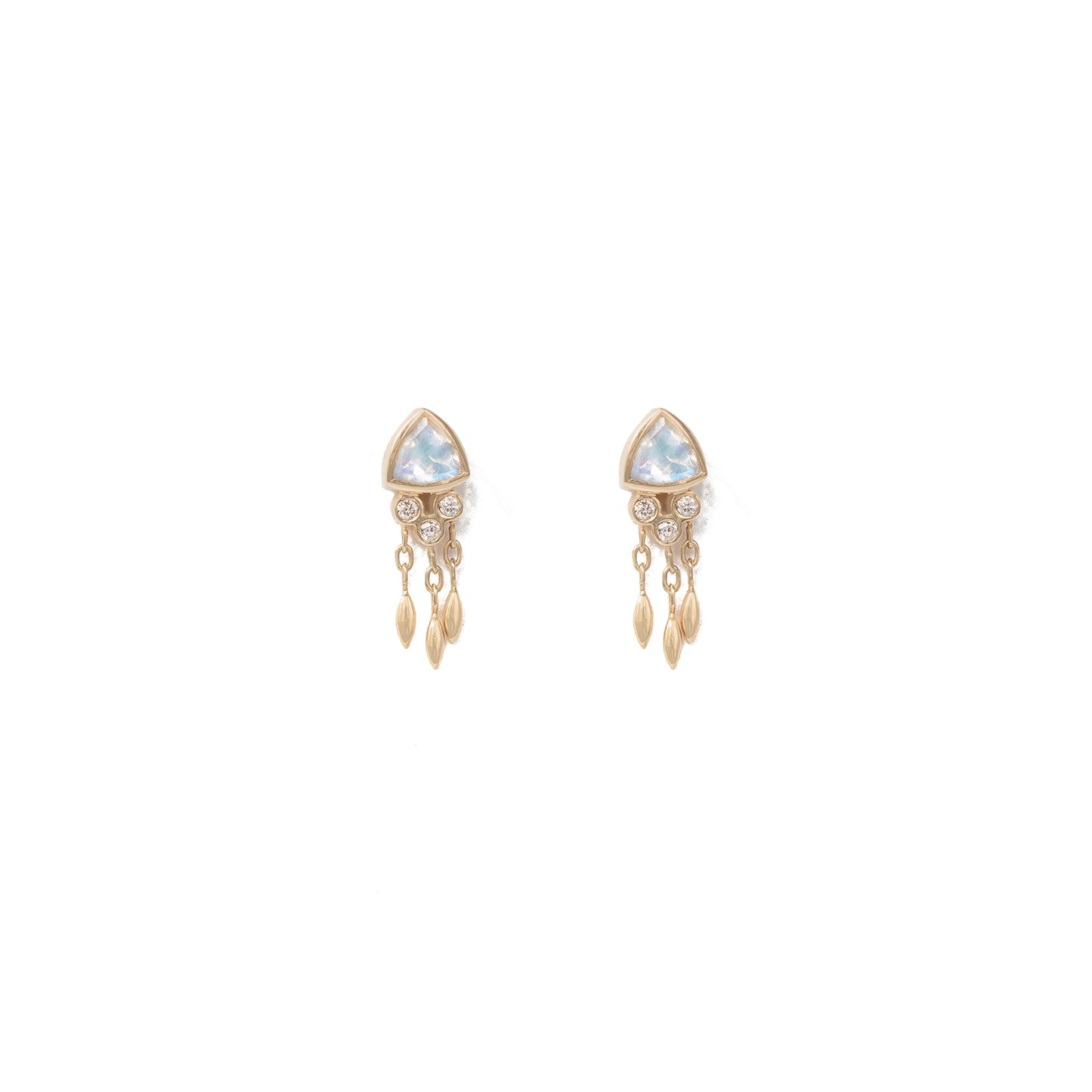 Moonstone & Dangling Diamond Earrings